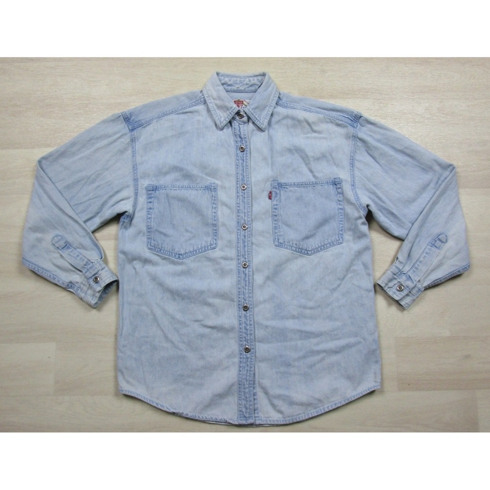 Vintage 90s Levis Jeans For Women Denim Shirt (S) Acid Wash Western Metal Button